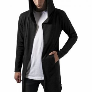 Black Hooded Asymmetric Cardigan